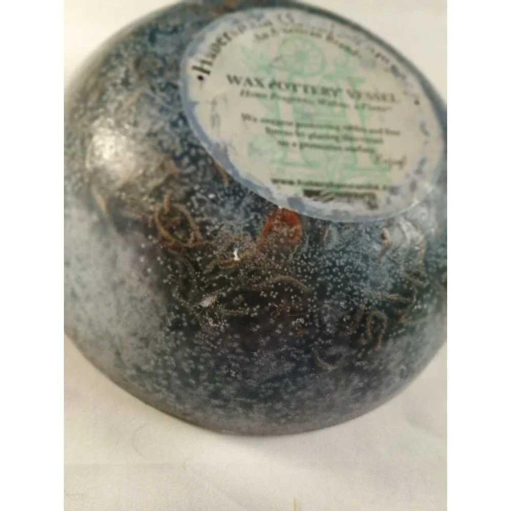 Habersham Candle Company Blue Wax Pottery Vessel W Pressed Flowers Flameless - Picture 11 of 11